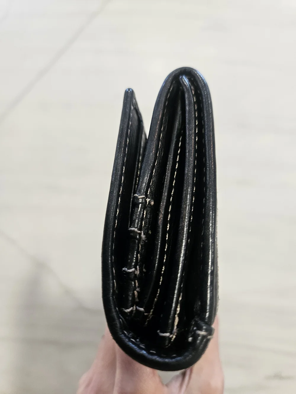 Tignanello Vintage Black Leather Trifold Continental Wallet